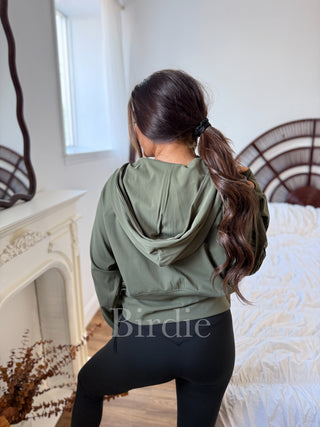 BIRDIE Summer Quarter Zip Pullover in Olive