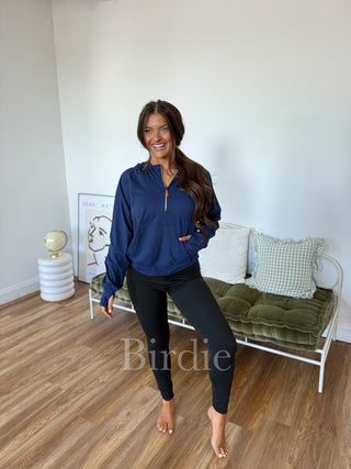 BIRDIE Summer Quarter Zip Pullover in Coastal Navy