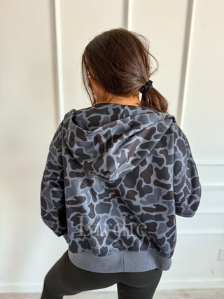 BIRDIE Full Zip Camo Jacket in Blackout Duck Camo