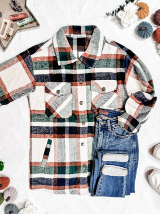 08.21 EN ROUTE Norah Shacket - Harvest Plaid