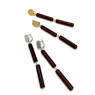 Tortoise Column Pavé Earrings