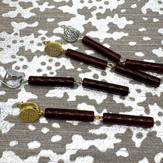 Tortoise Column Pavé Earrings