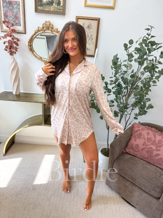 BIRDIE Long Sleeve Sleep Dress in Bare Marsh Camo