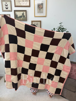 BIRDIE Mulled Berry Checkered Blanket