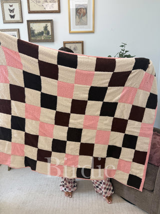BIRDIE Mulled Berry Checkered Blanket