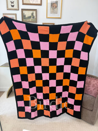 BIRDIE Candy Corn Checkered Blanket