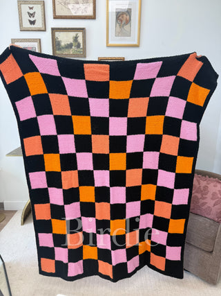 BIRDIE Candy Corn Checkered Blanket