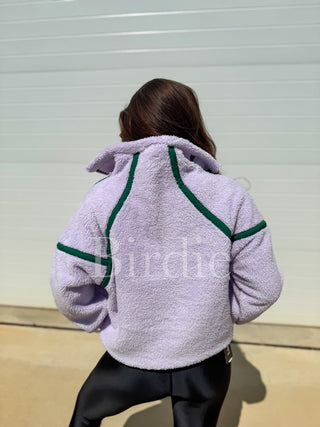 BIRDIE Boxy Bliss Half-Zip in Lilac & Green