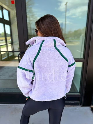BIRDIE Boxy Bliss Half-Zip in Lilac & Green