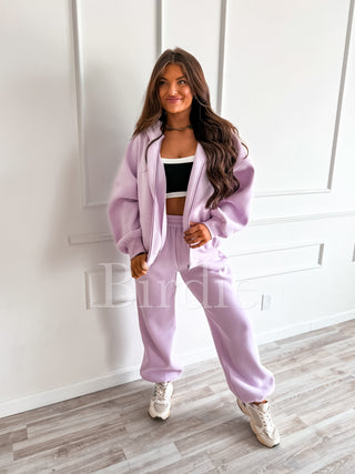 BIRDIE Pure Comfort Fleece Hooded Jacket in Light Lavender