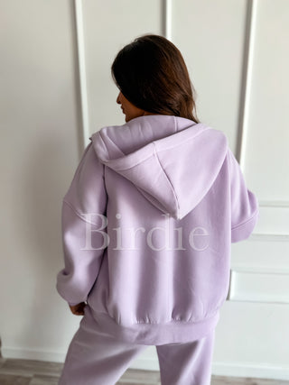 BIRDIE Pure Comfort Fleece Hooded Jacket in Light Lavender