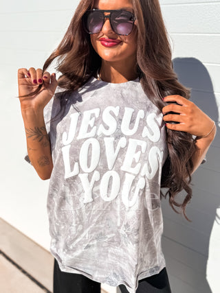 BIRDIE Iced Out Jesus Loves You Graphic Tee