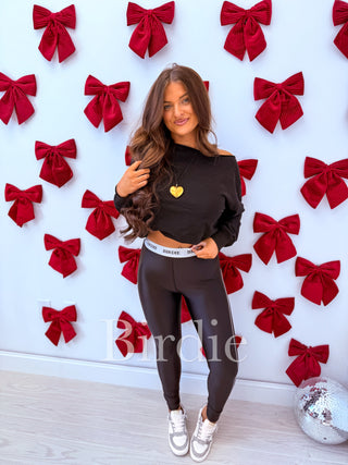 BIRDIE Gloss Stripe Performance Leggings in Black