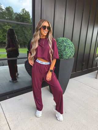 BIRDIE PREORDER Tee & Boxer Pant Set in Wild Mulberry (SOLD AS SET)