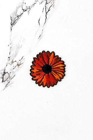 Orange Flower Embroidered Patch