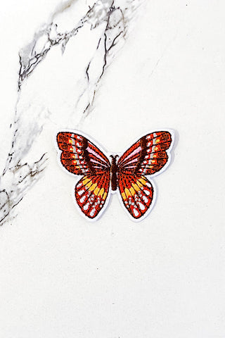 Orange Butterfly Embroidered Patch
