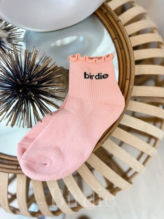 BIRDIE PREORDER Peach Frilly Ankle Socks