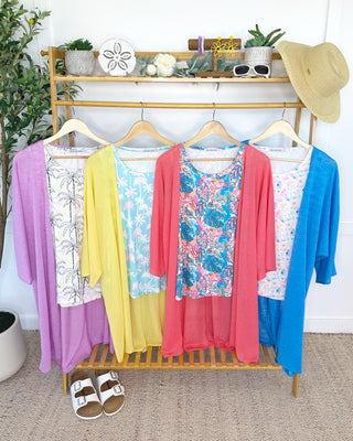 IN STOCK Ellie Cover-Up Kimono - Sunkissed Coral