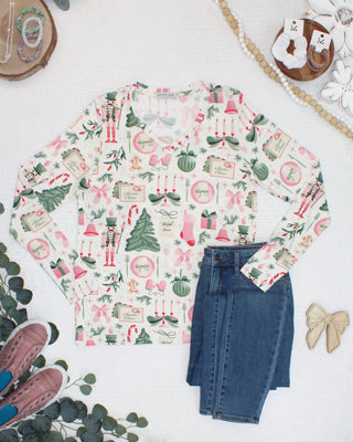 IN STOCK Larissa Long Sleeve - Pink Pine Noel