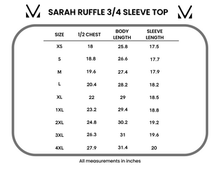 IN STOCK 3/4 Sleeve Sarah Ruffle - Holiday Berry FINAL SALE