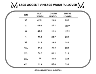 IN STOCK Lace Accent Vintage Wash Pullover - Brown
