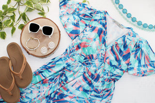 IN STOCK Millie Maxi Dress - Abstract Aqua Breeze FINAL SALE
