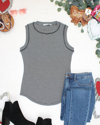 PREBOOK Morgan Micro Striped Tank - Black