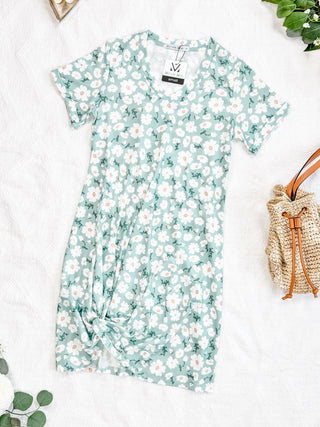 IN STOCK Knot Dress - Green Floral FINAL SALE