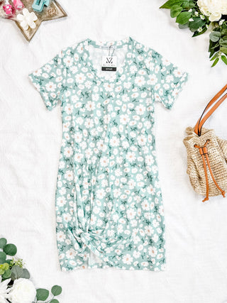 IN STOCK Knot Dress - Green Floral FINAL SALE