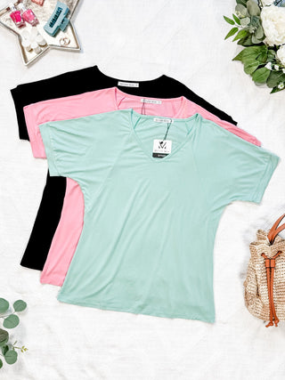 IN STOCK Bamboo V Neck Tee - Rose FINAL SALE