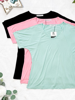 IN STOCK Bamboo V Neck Tee - Rose FINAL SALE