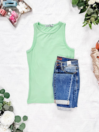 IN STOCK Tara Ribbed Tank - Lime FINAL SALE