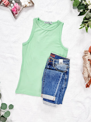 IN STOCK Tara Ribbed Tank - Lime FINAL SALE