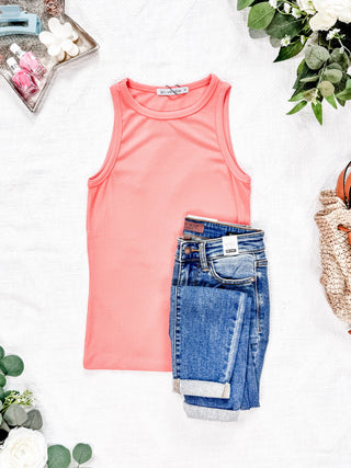 IN STOCK Tara Ribbed Tank - Coral FINAL SAE