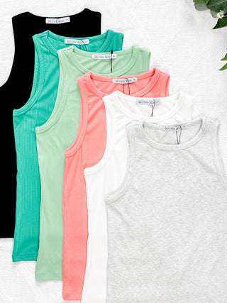 IN STOCK Tara Ribbed Tank - Coral FINAL SAE