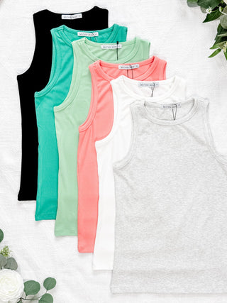 IN STOCK Tara Ribbed Tank - Coral FINAL SAE