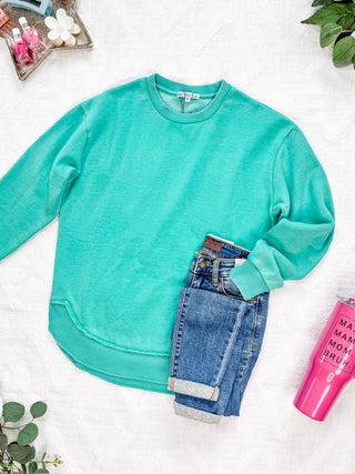 IN STOCK Vintage Wash Pullover - Caribbean Green FINAL SALE