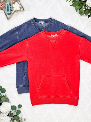 IN STOCK Vintage Wash Pocket Pullover - Nautical Navy FINAL SALE