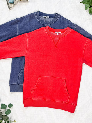 IN STOCK Vintage Wash Pocket Pullover - Nautical Navy FINAL SALE