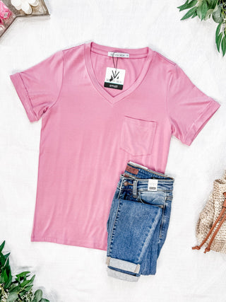 IN STOCK Sophie Pocket Tee - Rose FINAL SALE