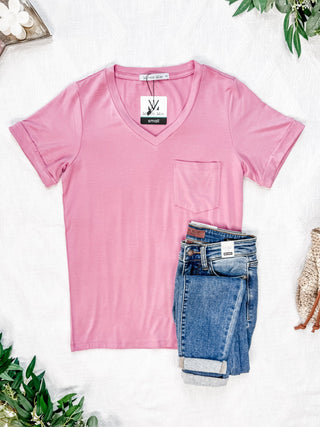 IN STOCK Sophie Pocket Tee - Rose FINAL SALE