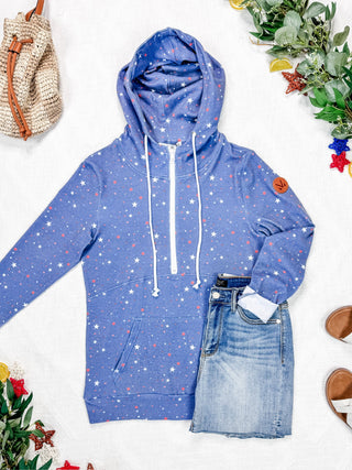 IN STOCK HalfZip Hoodie - Faded Navy Liberty Stars FINAL SALE