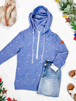 IN STOCK HalfZip Hoodie - Faded Navy Liberty Stars FINAL SALE