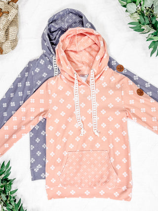 IN STOCK Hailey Pullover Hoodie - Slate Purple Floral FINAL SALE