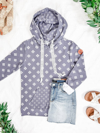 IN STOCK Hailey Pullover Hoodie - Slate Purple Floral FINAL SALE