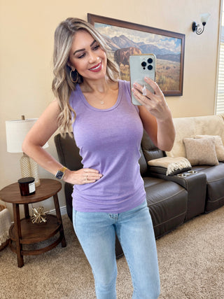 IN STOCK Ava Tank - Heathered Lavender FINAL SALE