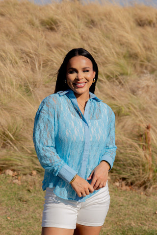 Kathryn Classic Button-Up, Blue Lace