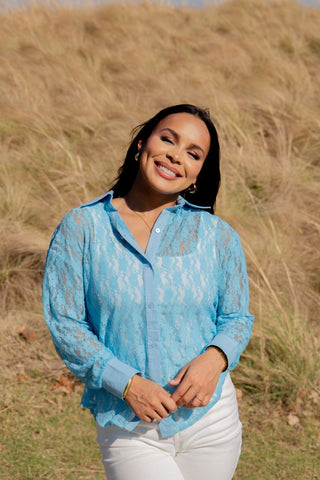 Kathryn Classic Button-Up, Blue Lace