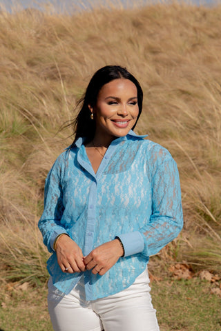 Kathryn Classic Button-Up, Blue Lace