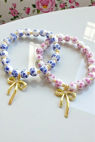 Jen Blue Floral Bow Bracelet